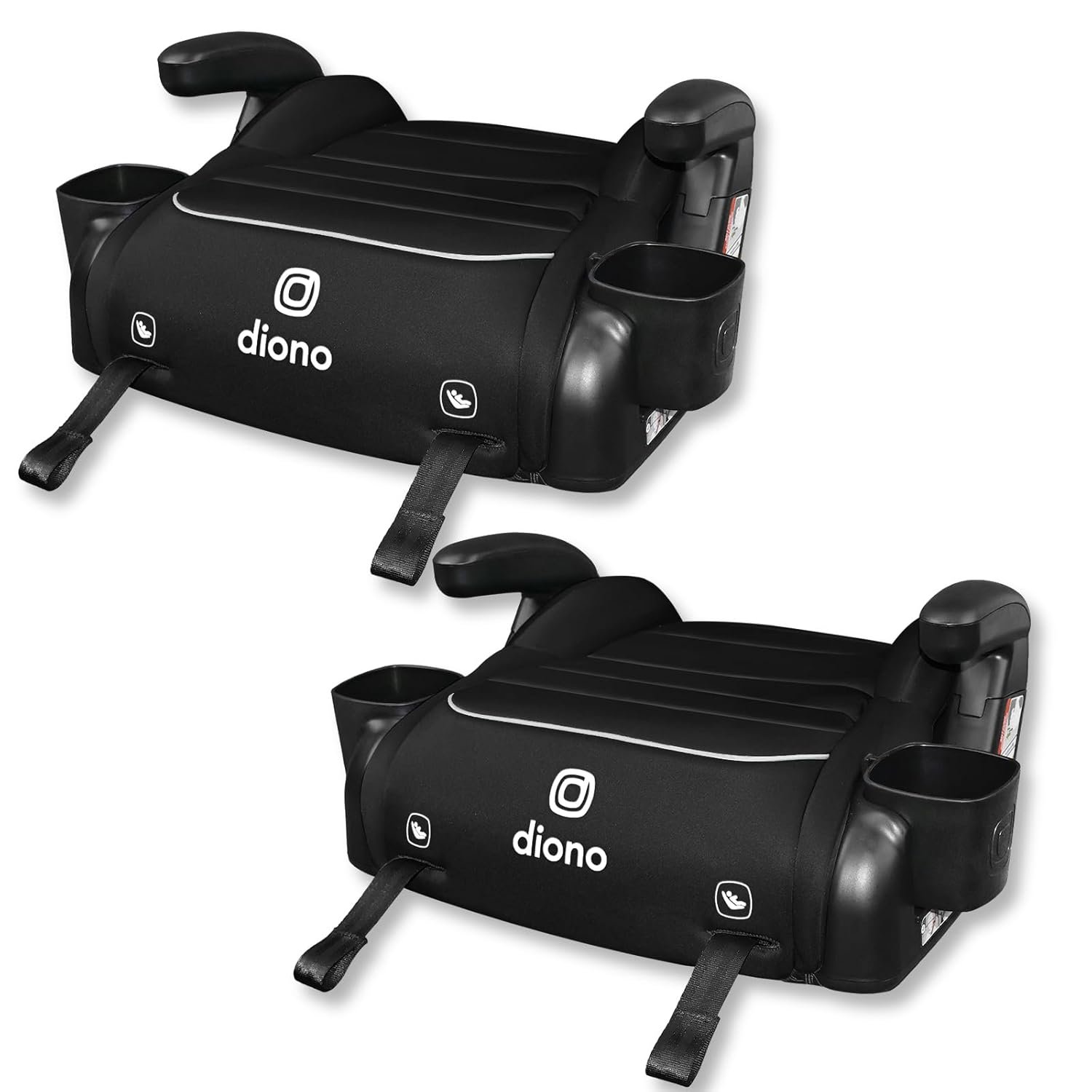 Diono Connect3 RXT Backless Booster, Pack of 2, Slim Fit 3-Across in Many Mid-Sized Sedans and SUVs, for Children from 40-120 lbs., Lightweight with Latch connectors, Black Storm
