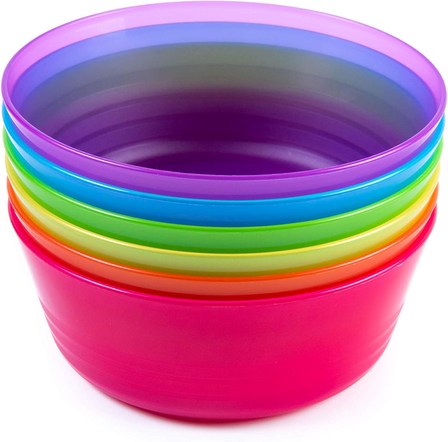 Kids Plastic Dinnerware Set of 6 Multi Color Bowls – Reusable, BPA-Free, Dishwasher Safe and Microwaveable