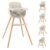 BABY JOY Convertible Baby High Chair, 3 in 1 Wooden Highchair/Booster/Chair with Removable Tray, Adjustable Legs, 5-Point Harness, PU Cushion and Footrest for Baby, Infants, Toddlers (Beige)