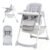 GarveeLife Foldable High Chair for Babies & Toddlers, PU Leather Highchair with Adjustable Backrest, Footrest, Seat Height, Removable Tray, 5-Point Safety Harness & Locking Wheels, Light Grey